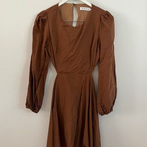 Brown long sleeve mini dress